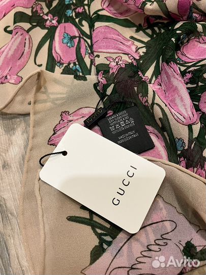 Платок шаль Gucci бежевая в упаковке бренда