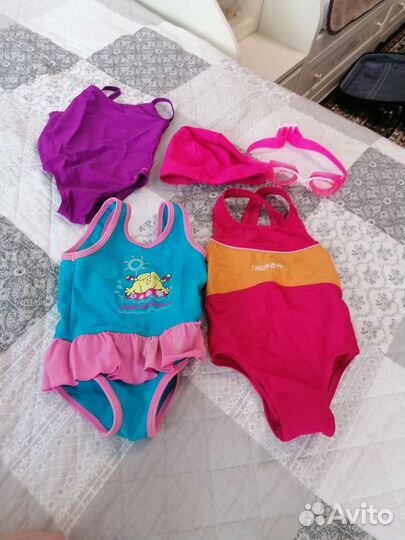 Купальник, шапка, очки для бассейна для девочек1-2