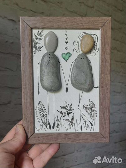 Картина-панно из морского стекла,гальки