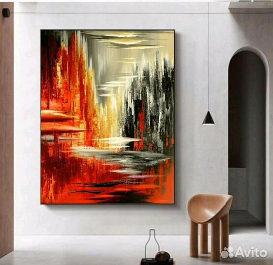 Картина маслом абстракция красная