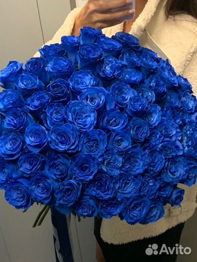 Синие розы 25 роз 51 роза 101 роза
