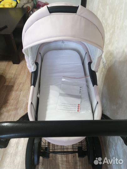 Коляска 2 в 1 aroteam cocoline светло-розовая кожа