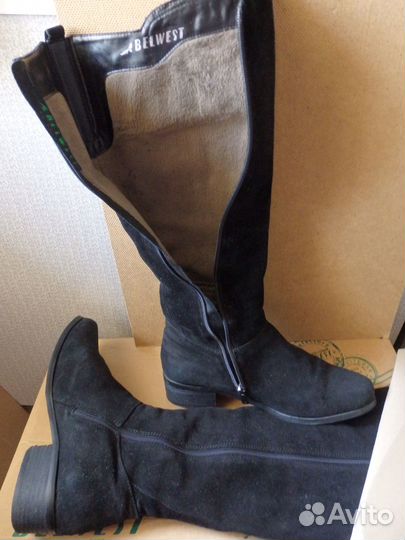 Сапоги высокие демисезонные 40 р-р. Велюр