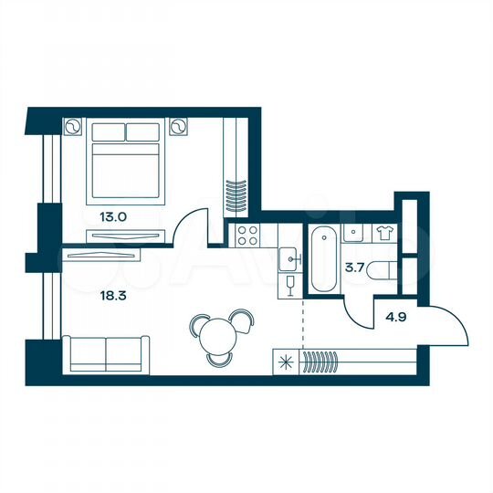 1-к. квартира, 39,9 м², 12/20 эт.
