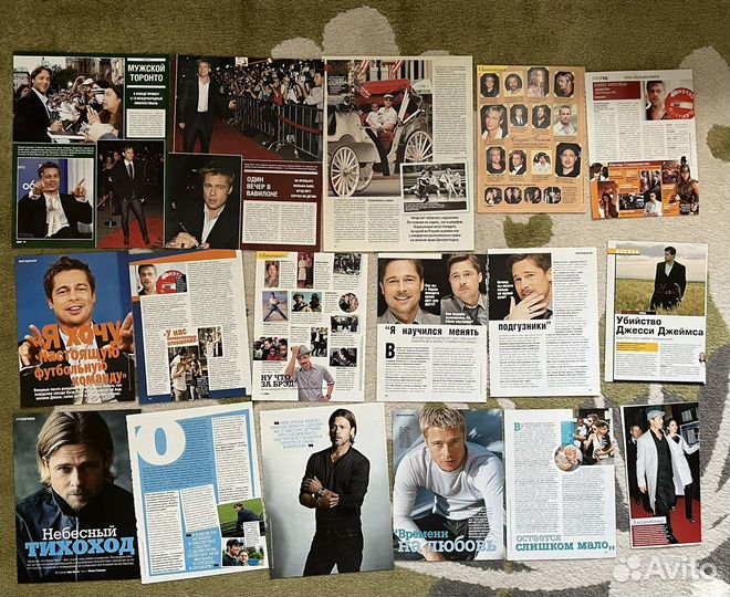 Брэд Питт статьи из журналов и плакат