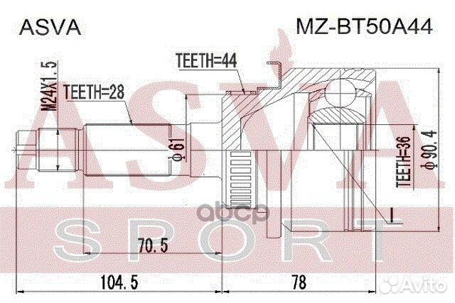 ШРУС наружный 36X61X28 mzbt50A44 asva