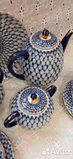 Кофейный сервиз кобальтовая сетка лфз