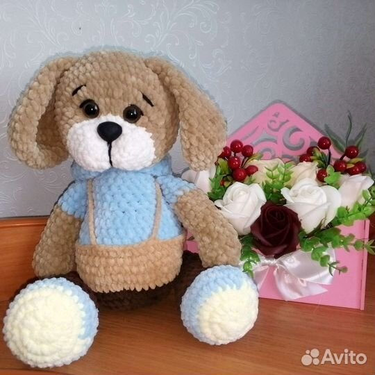 Пёсик из плюшевой пряжи