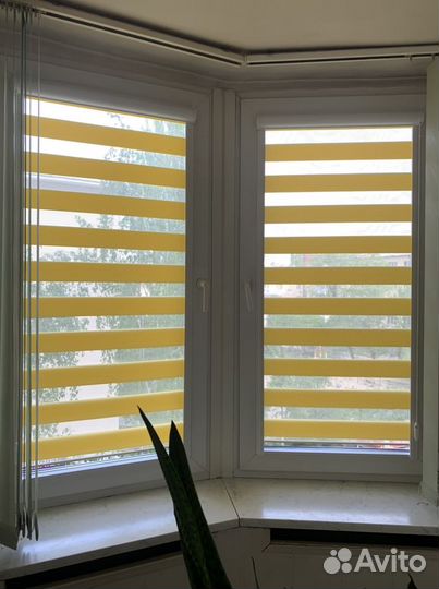 Рулонные шторы день ночь Стандарт желтый