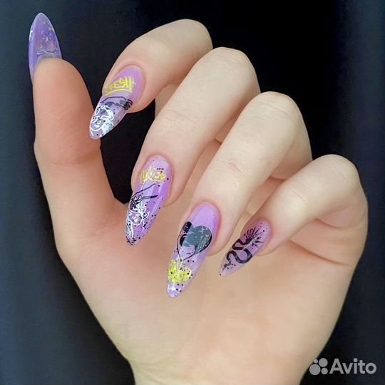 Маникюр белые росы Наращивание ногтей пашенный