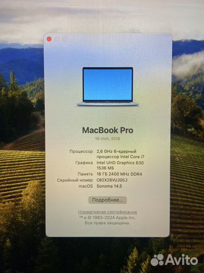 Apple MacBook pro 15 2018 16гб