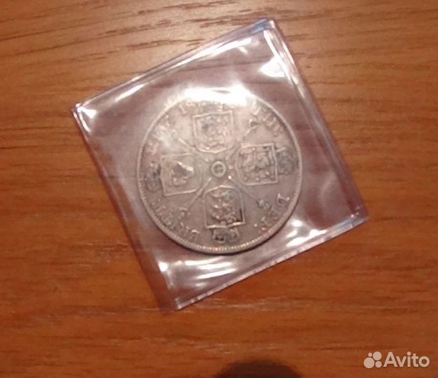 Монета Двойной Флорин 1890 Англия серебро