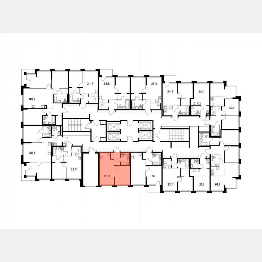 1-к. квартира, 35,9 м², 21/32 эт.