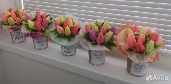 Букет тюльпанов из мыла к 8 марта