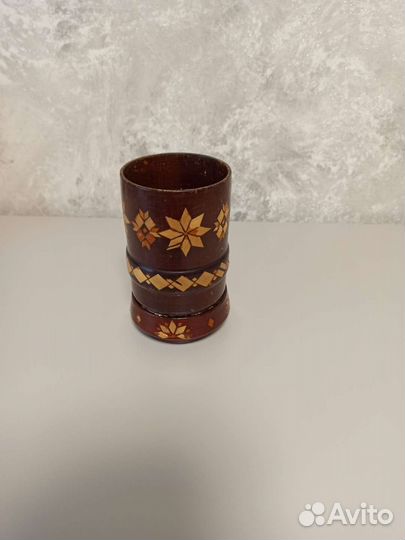 Деревянный стакан с подставкой. Бу. СССР