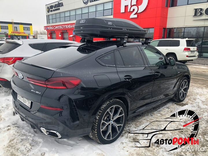 Автобокс Магнум 390 черный карбон на BMW X6