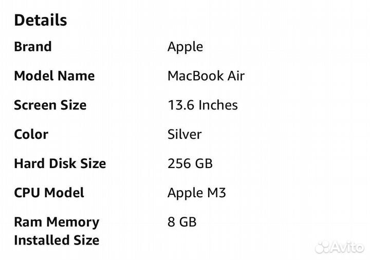 Macbook air 13 2024 m3 8gb 256gb