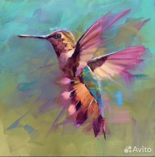 Картина маслом на холсте птичка