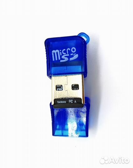 Переходник/card reader/USB-MicroSD/Синий
