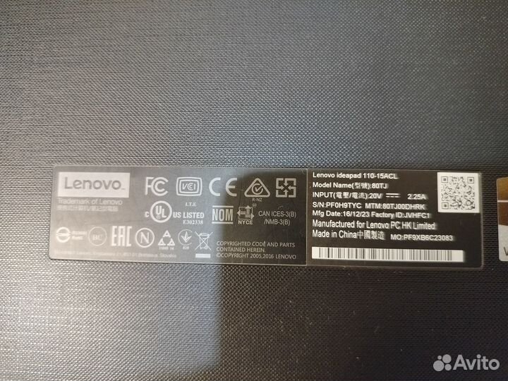 Ноутбук Lenovo IdeaPad 110 15ACL SSD