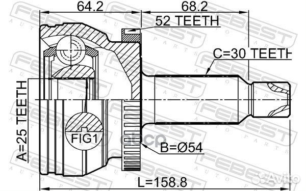 Шрус наружный 25x54x30 2210-XM12A52 Febest