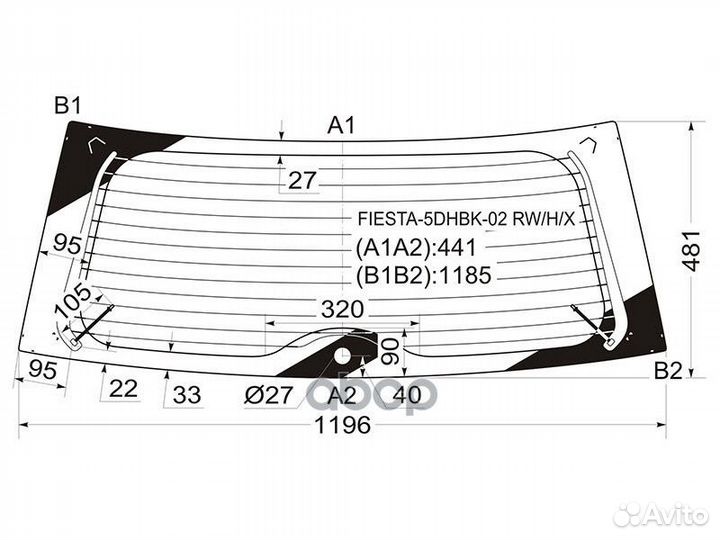 Стекло заднее с обогревом ford fiesta 5D 01-08