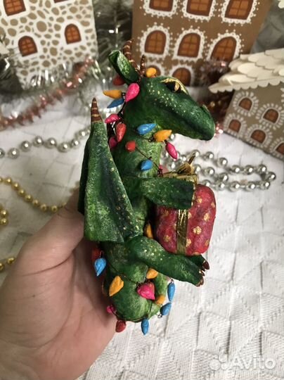 Ватная елочная игрушка Дракон
