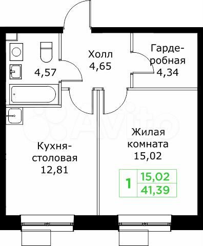 1-к. квартира, 41,4 м², 19/25 эт.