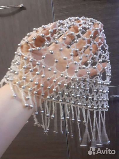 Детская шапочка-cетка из бисера и бусинок