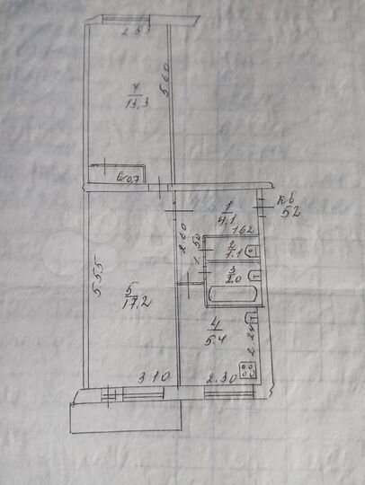 2-к. квартира, 44,6 м², 3/5 эт.