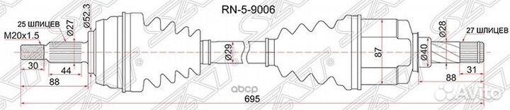 Привод в сборе FR LH renault duster 10- 1.6 бензин