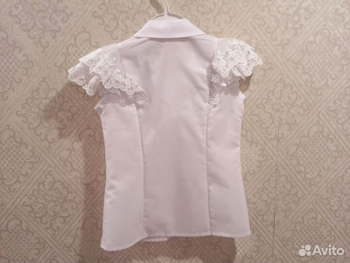 Белая рубашка для девочки 128