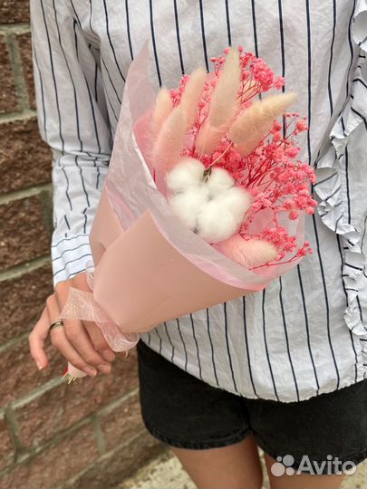 Букетики из сухоцветов, стабилизированные цветы