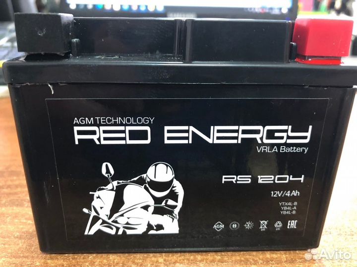 Новый аккумулятор 12в 4а Red Energy RS для скутера