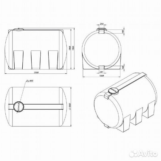 Емкость горизонтальная 8000 литров
