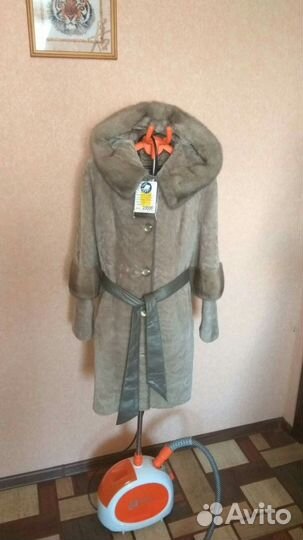 Шуба. Мутон (Платина), с норкой