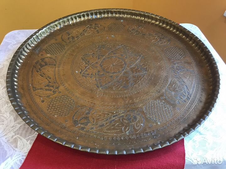 Поднос большой Бронзовый Латуный