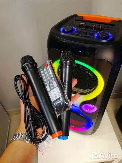 Портативная колонка на 1200W + караоке