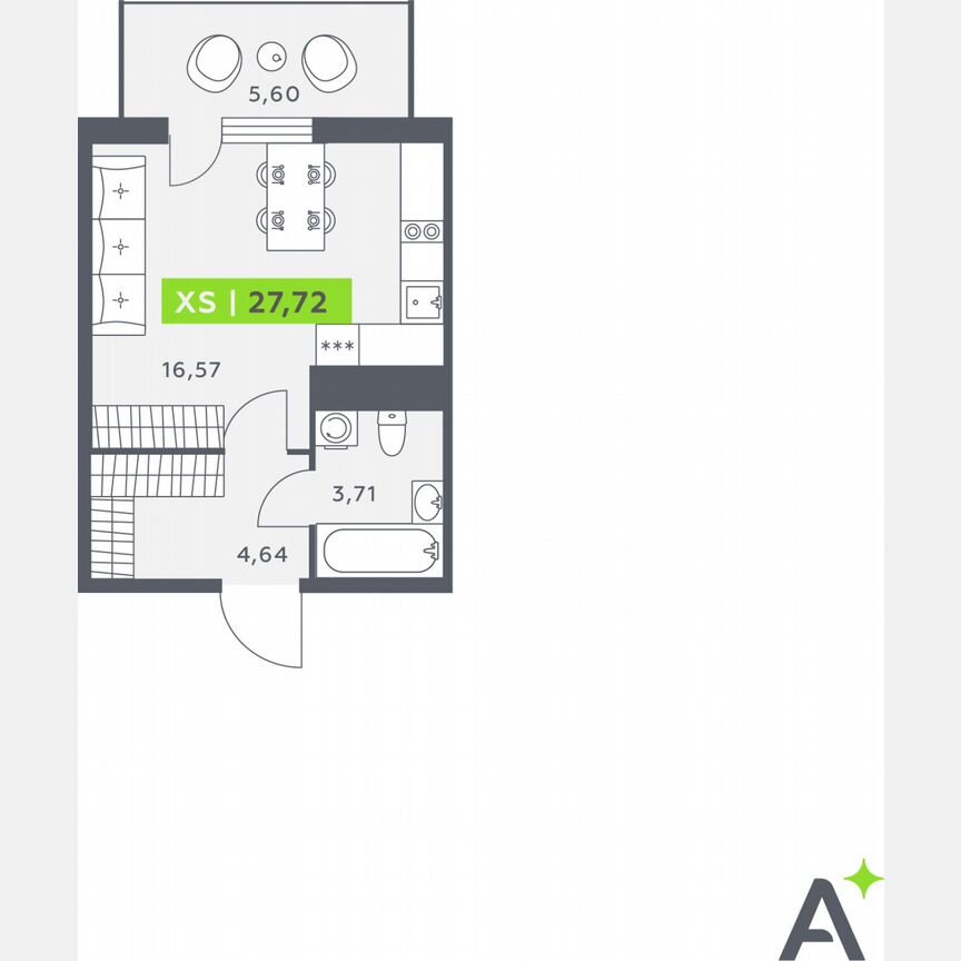Квартира-студия, 26,3 м², 12/12 эт.