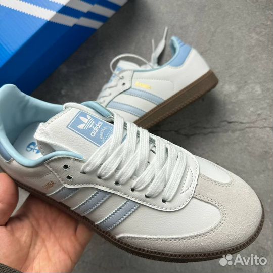 Кроссовки Adidas Samba White Halo Blue (36-41)