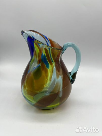Кувшин-молочник цветное гутное стекло, СССР