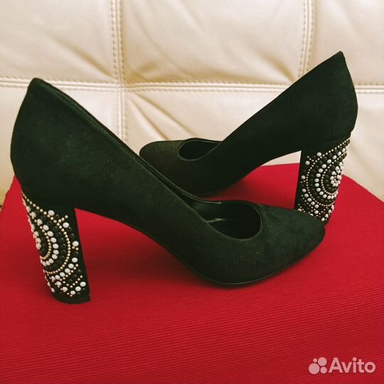 Туфли экозамша новые черные 36- 35,5