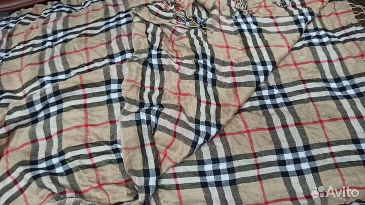 Палантин burberry хлопок клетка 175х65