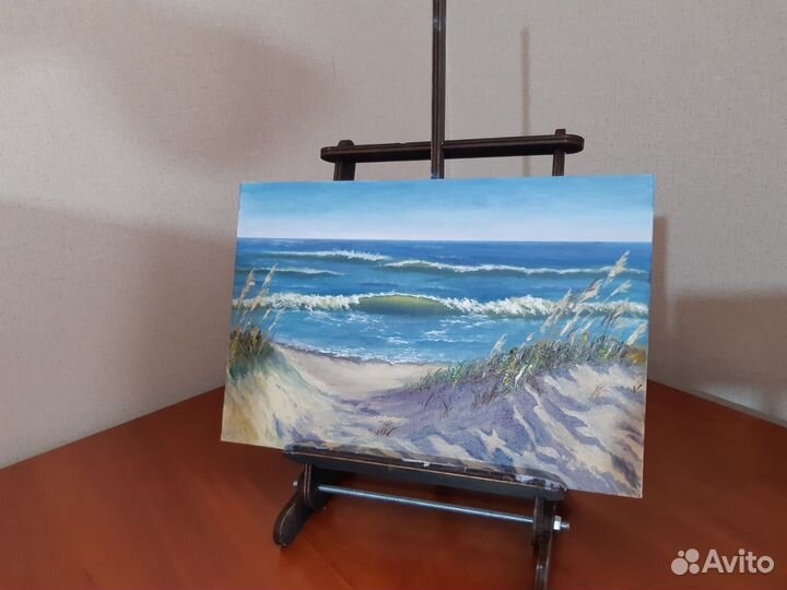 Картина маслом на холсте море дюны морской пейзаж