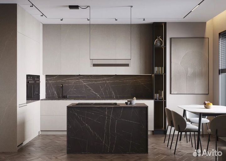 Кухня под потолок модная