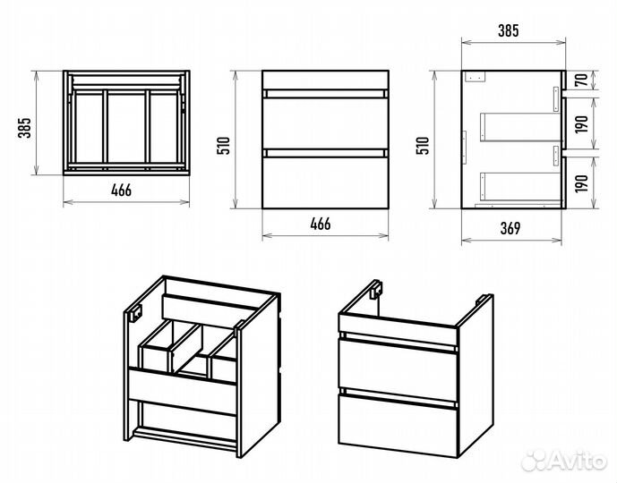 Тумба под раковину Misty э-ени01050-012по2я