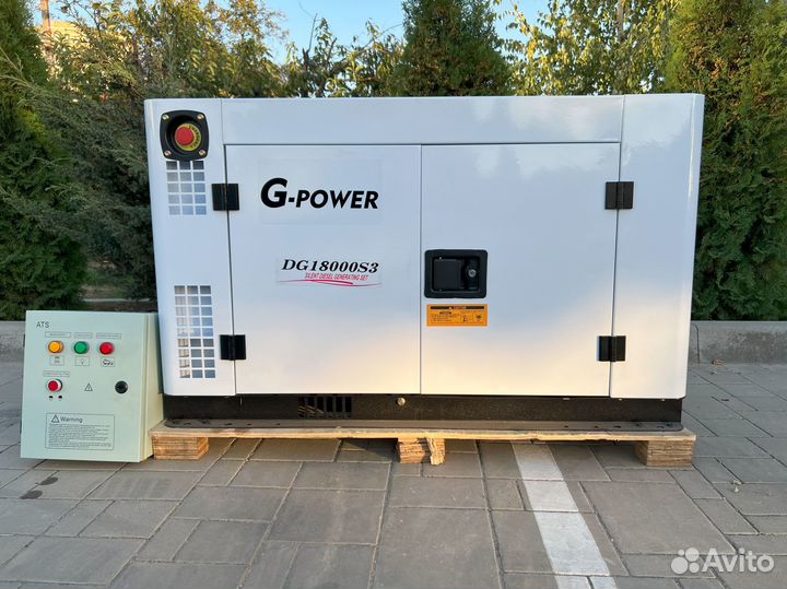 Дизельный генератор 15 kW g-power трехфазный DG180