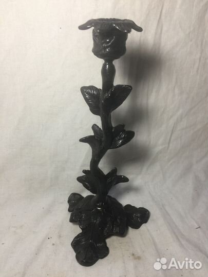 Старинный подсвечник-канделябр (виноградный лист)