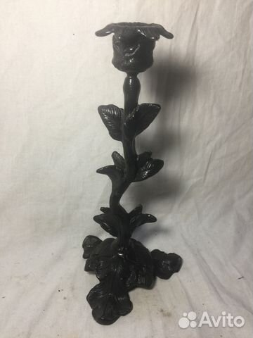Старинный подсвечник-канделябр (виноградный лист)