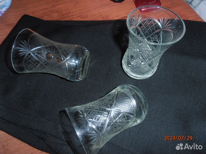 Три хрустальных Стакана для чая СССР